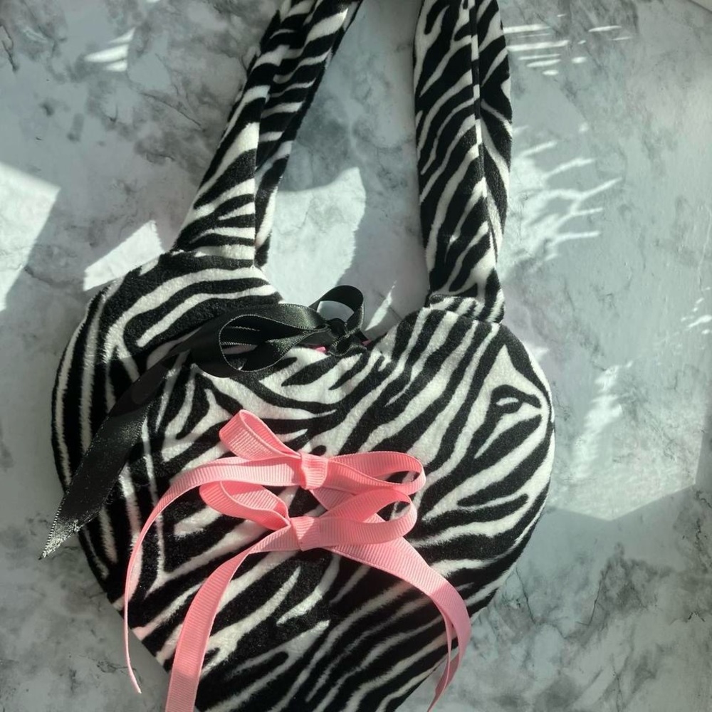 Zebra print heart purse
